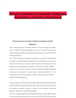 Chinese Investment in Australia: Challenges, Perceptions, and Policy Implications