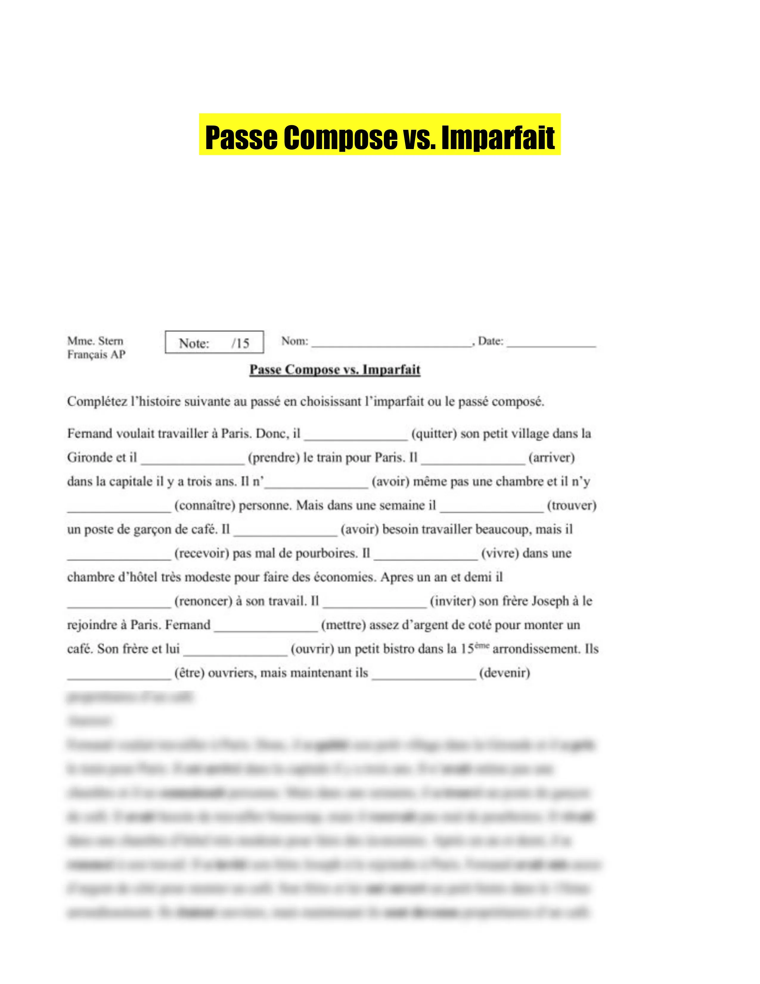 Passe Compose vs. Imparfait