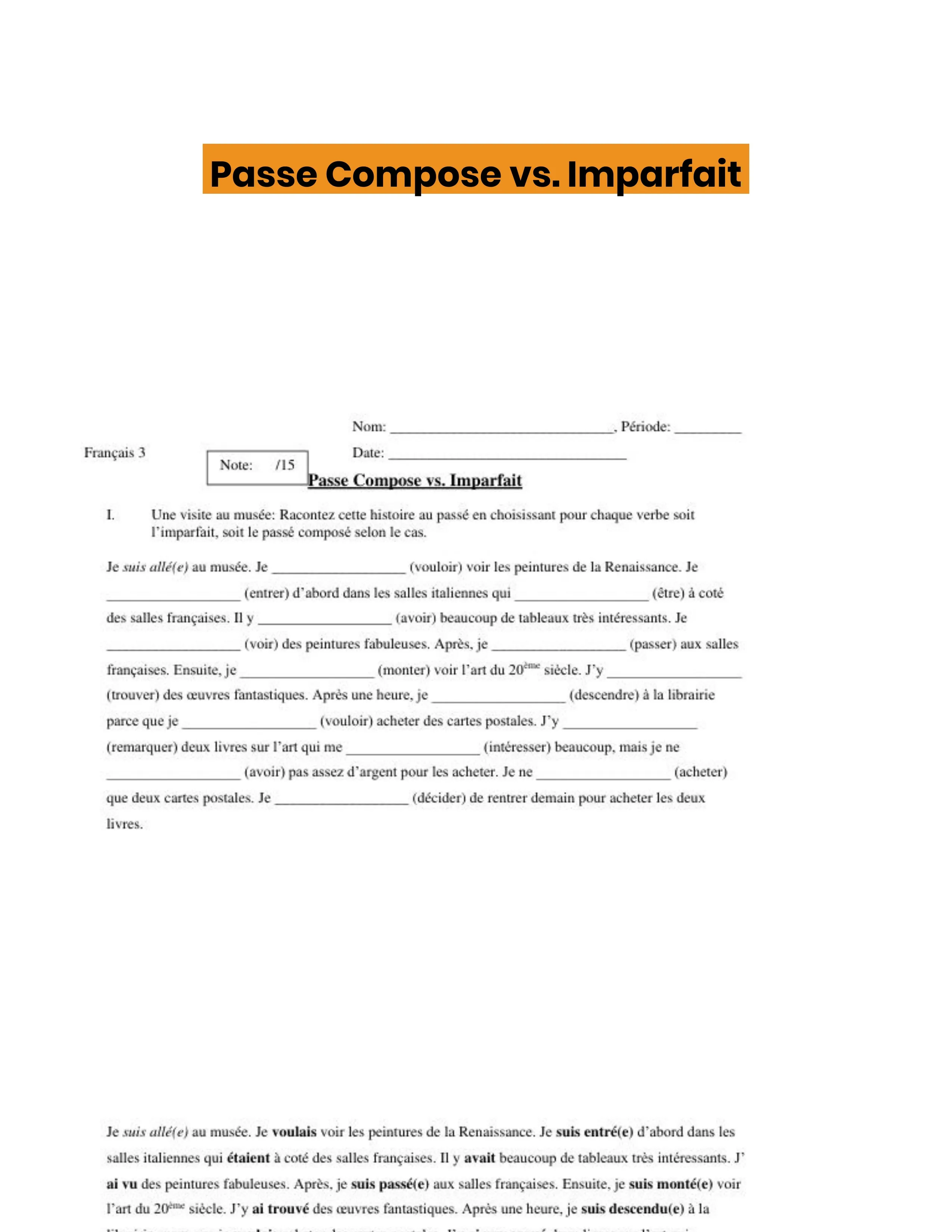 Passe Compose vs. Imparfait