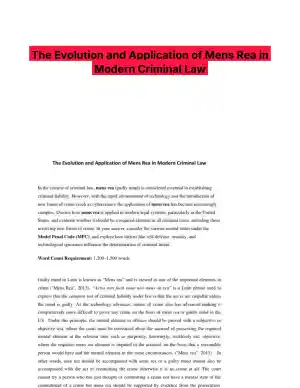 The Evolution and Application of Mens Rea in Modern Criminal Law