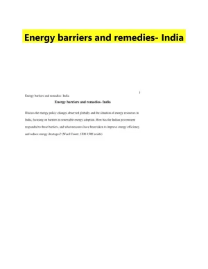 Energy barriers and remedies- India