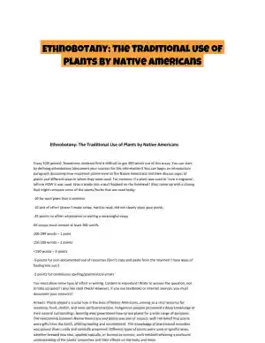 Ethnobotany: The Traditional Use of Plants by Native Americans