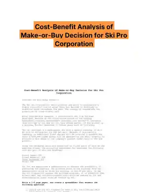 Cost-Benefit Analysis of Make-or-Buy Decision for Ski Pro Corporation