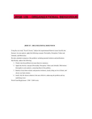 JRSB 135 � ORGANIZATIONAL BEHAVIOUR