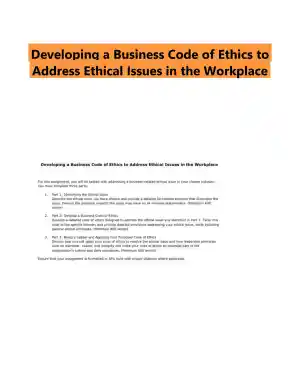 Developing a Business Code of Ethics to Address Ethical Issues in the Workplace