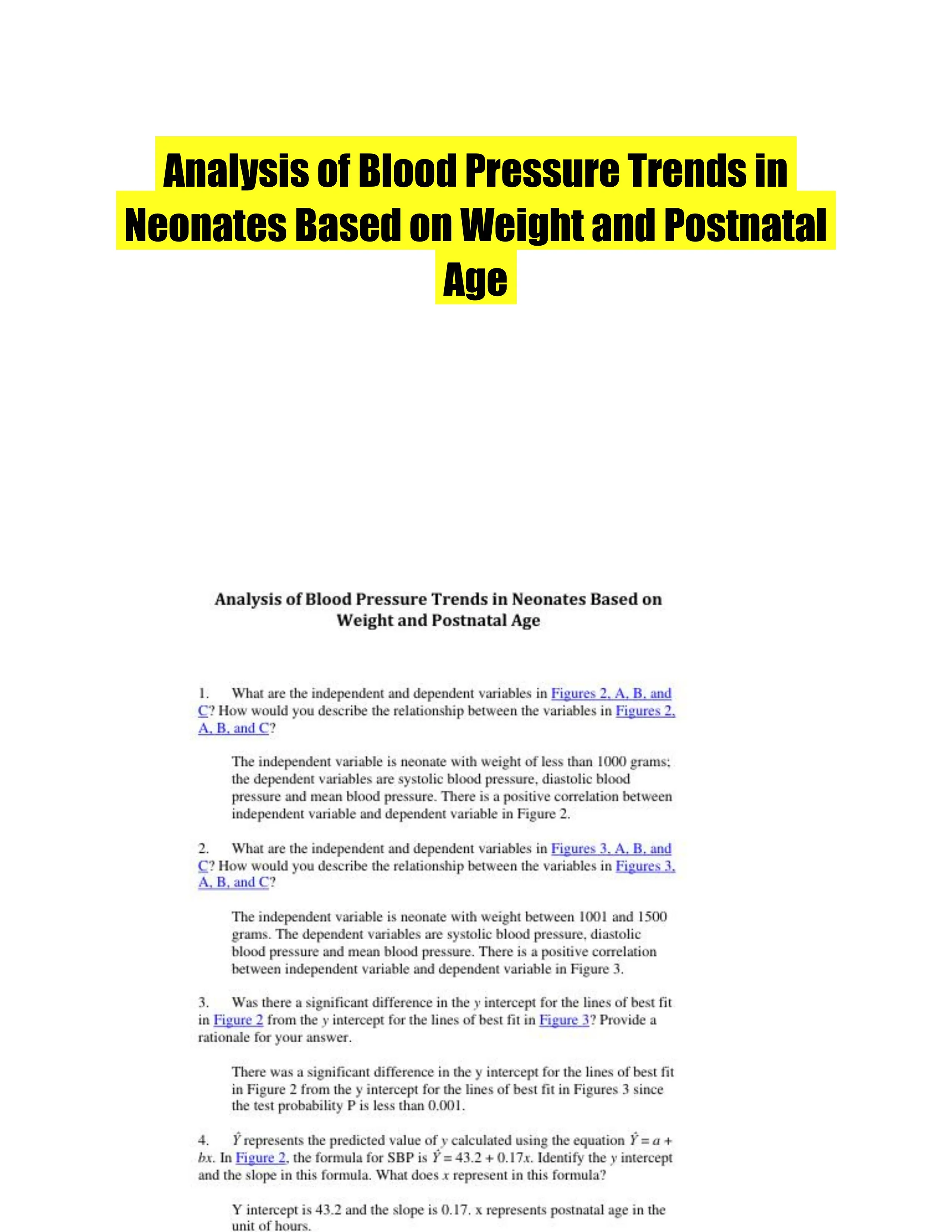 Analysis of Blood Pressure Trends in Neonates Based on Weight and Postnatal Age