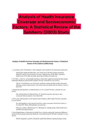 Analysis of Health Insurance Coverage and Socioeconomic Factors: A Statistical Review of the Salsberry (2003) Study