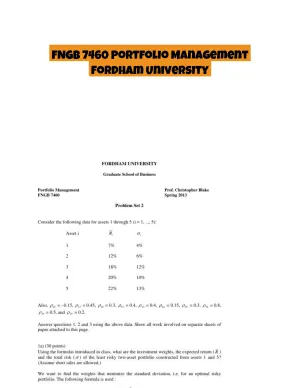 FNGB 7460 Portfolio Management Fordham University
