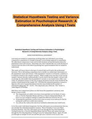 Statistical Hypothesis Testing and Variance Estimation in Psychological Research: A Comprehensive Analysis Using t Tests