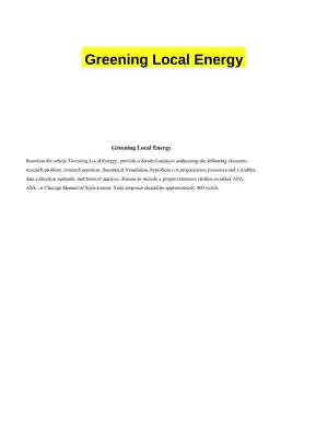 Greening Local Energy