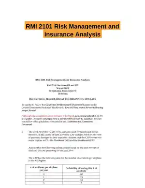 RMI 2101 Risk Management and Insurance Analysis
