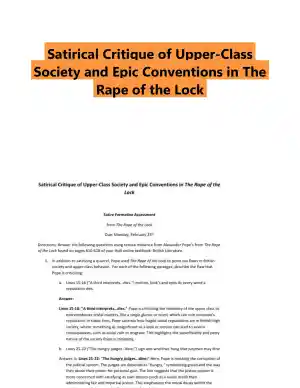 Satirical Critique of Upper-Class Society and Epic Conventions in The Rape of the Lock