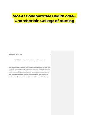 NR 447 Collaborative Health care - Chamberlain College of Nursing