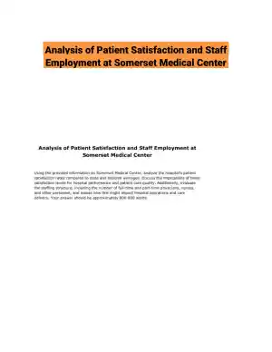 Analysis of Patient Satisfaction and Staff Employment at Somerset Medical Center