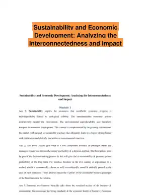Sustainability and Economic Development: Analyzing the Interconnectedness and Impact