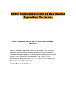 Conflict Management Strategies and Their Impact on Organizational Effectiveness