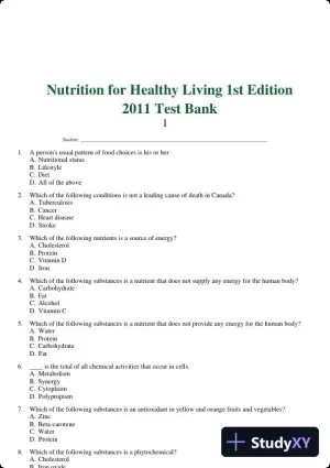 Nutrition for Healthy Living 1st Edition 2011 Test Bank