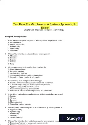 Test Bank For Microbiology: A Systems Approach, 3rd Edition