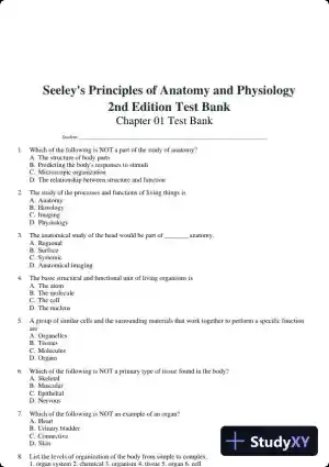 Seeley's Principles of Anatomy and Physiology 2nd Edition Test Bank