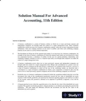 Solution Manual For Advanced Accounting, 11th Edition