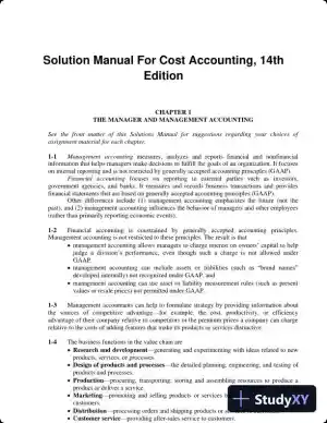 Solution Manual For Cost Accounting, 14th Edition
