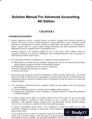 Solution Manual For Advanced Accounting, 4th Edition