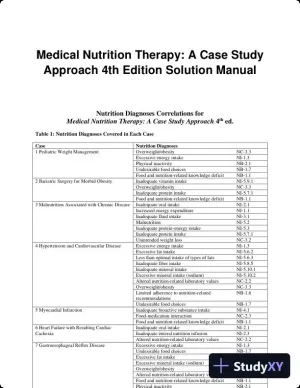 Medical Nutrition Therapy: A Case Study Approach 4th Edition Solution Manual