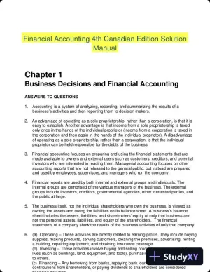 Financial Accounting 4th Canadian Edition Solution Manual
