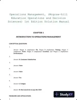 Operations Management, (Mcgraw-hill Education Operations and Decision Sciences) 1st Edition Solution Manual