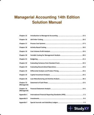 Managerial Accounting 14th Edition Solution Manual