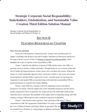 Strategic Corporate Social Responsibility: Stakeholders, Globalization, and Sustainable Value Creation Third Edition Solution Manual