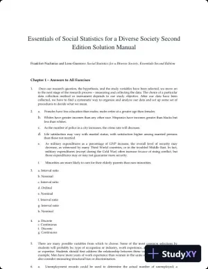Essentials of Social Statistics for a Diverse Society Second Edition Solution Manual