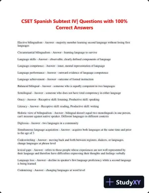 CSET Spanish Subtest IV Practice Exam with Answers (89 Solved Questions)
