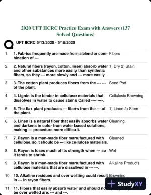 2020 UFT IICRC Practice Exam with Answers (137 Solved Questions)