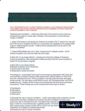 TNCC 10th Edition Practice Exam 3 Version A and B with Answers (740 Solved Questions)