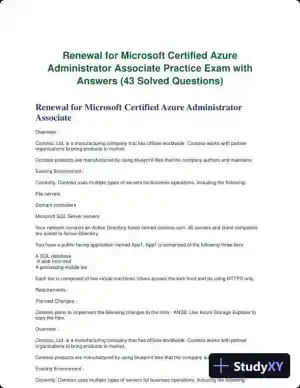 Renewal for Microsoft Certified Azure Administrator Associate Practice Exam with Answers (43 Solved Questions)