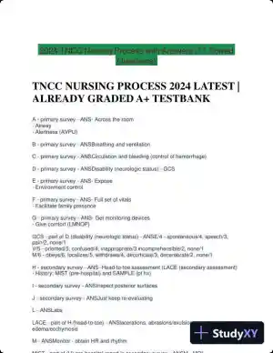 2024 TNCC Nursing Process with Answers (17 Solved Questions)