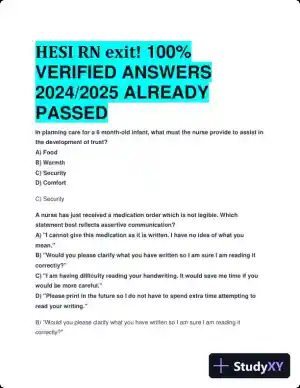 2024-2025 HESI RN Exit Exam with Answers (156 Solved Questions)
