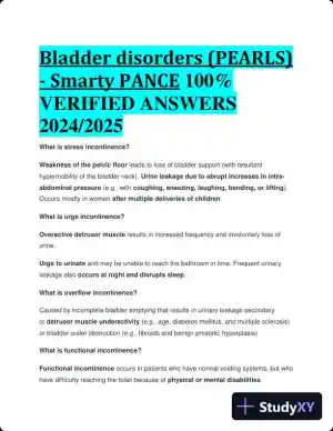 2024-2025 Bladder Disorders (PEARLS) (Smarty PANCE) with Answers (26 Solved Questions)
