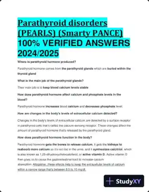 2024-2025 Parathyroid Disorders (PEARLS) (Smarty PANCE) with Answers (52 Solved Questions)
