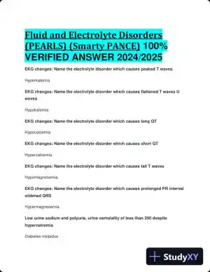 2024-2025 Fluid and Electrolyte Disorders (PEARLS) (Smarty PANCE) with Answers (16 Solved Questions)