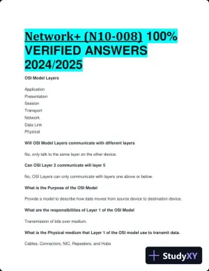 2024-2025 Network+ (N10-008) Practice Exam with Answers (55 Solved Questions)