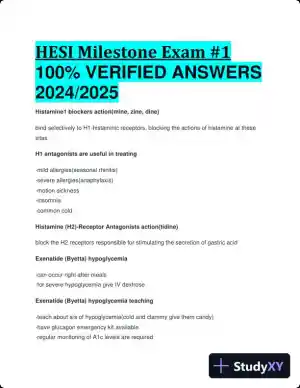 2024-2025 HESI Milestone Exam 1 with Answers (162 Solved Questions)