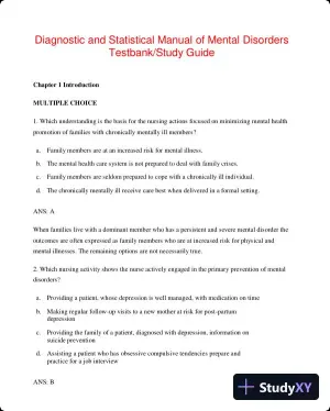 Diagnostic and Statistical Manual of Mental Disorders 5th Edition Test Bank