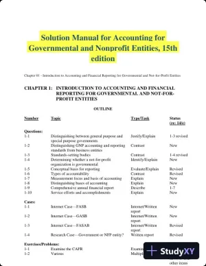 Solution Manual for Accounting for Governmental and Nonprofit Entities, 15th edition
