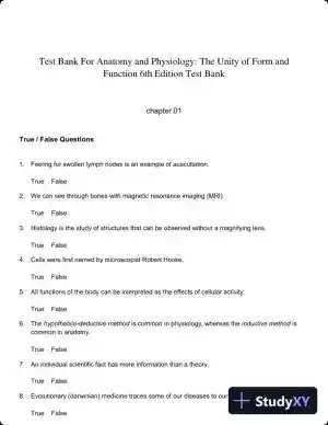 Test Bank For Anatomy and Physiology: The Unity of Form and Function 6th Edition Test Bank