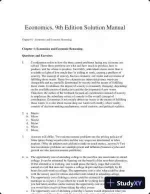Economics, 9th Edition Solution Manual