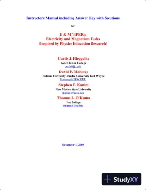 Solution Manual for E and M TIPERs Electricity And Magnetism: Electricity And Magnetism Tasks: Inspried By Physics Education Research, 1st Edition