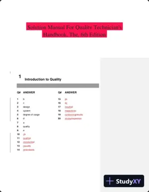 Solution Manual For Quality Technician's Handbook, The, 6th Edition