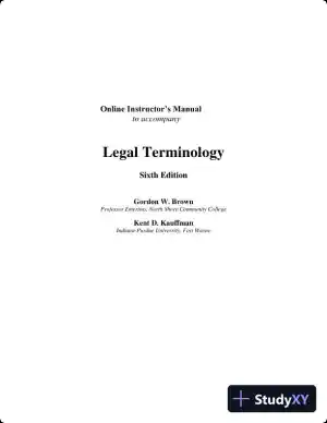 Class Notes For Legal Terminology, 6th Edition